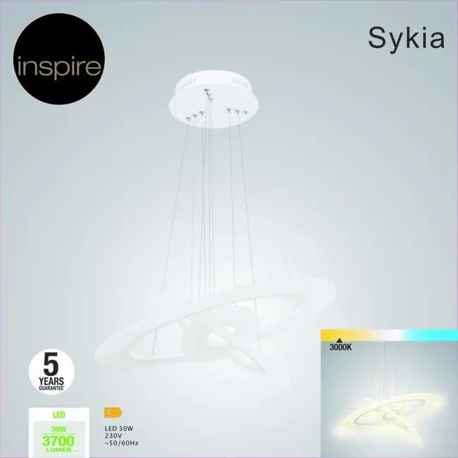 Suspension, design fer blanc mat module led INSPIRE Sykia D.60 cm (Via Retrait Magsin)