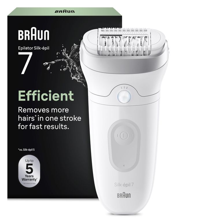 Épilateur Electrique Braun Silk Epil 7 7-011, Argent - Etanche, sans Fil, Embout Rouleau de Massage