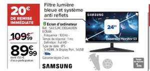 Ecran PC 24" Samsung SALS24C330GAUXEN - 100Hz, 1ms, Dalle IPS, Full HD, 1x HDMI/DisplayPort/USB