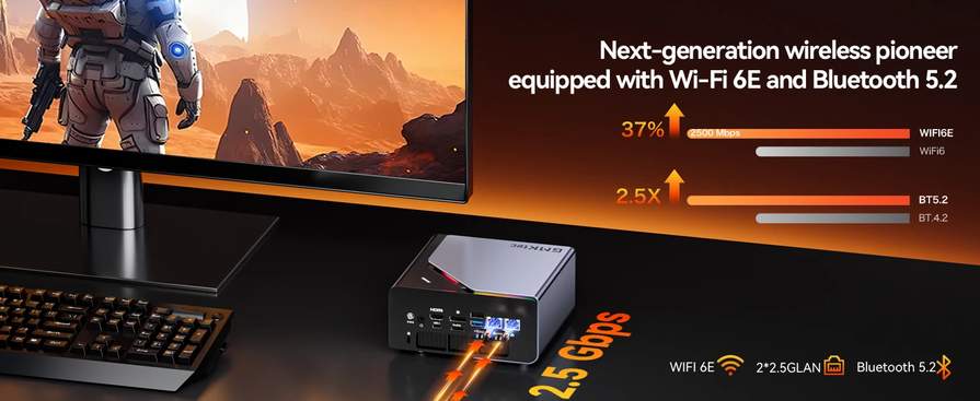 Mini PC Gaming GMKtec K12 - Processeur AMD Ryzen 7 H255, 32 Go DDR5, 1 To SSD, Port OCuLink, Double LAN 2.5G - Pour Gaming, Création, Multitâche