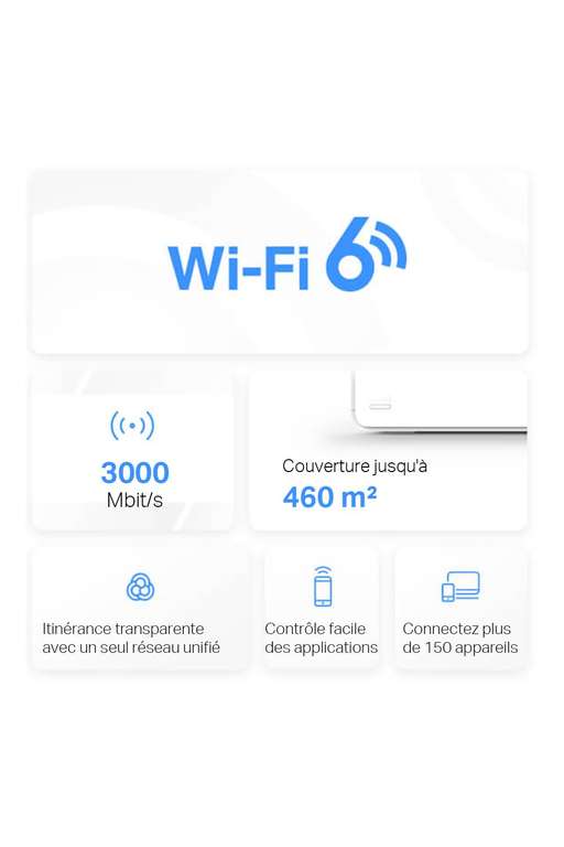 Système Wifi Mesh Mercusys WiFi 6 Mesh AX3000Mbps Halo H3000X(2-pack)