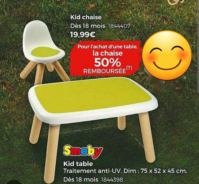 Combo Kid Table enfant + Chaise Smoby au choix parmi une sélection (via ODR 11,99)