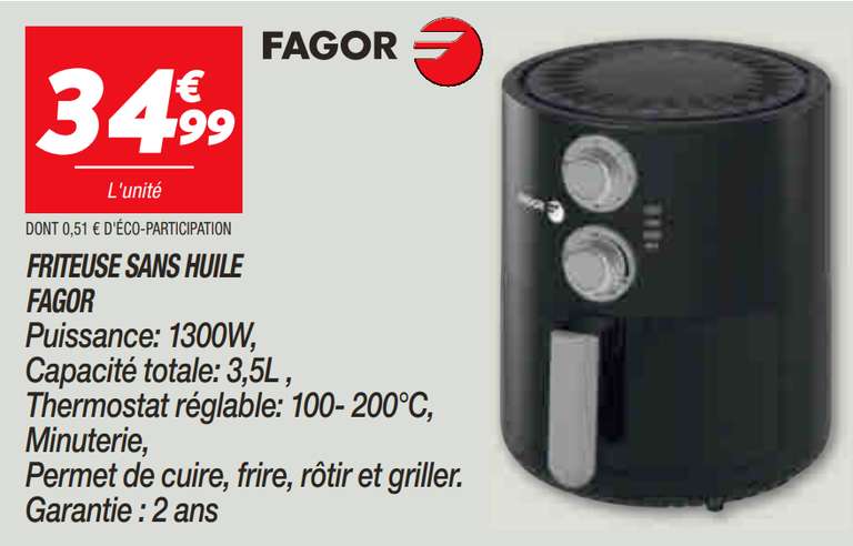 Friteuse sans huile Fagor - 1300W, capacité 3,5 L