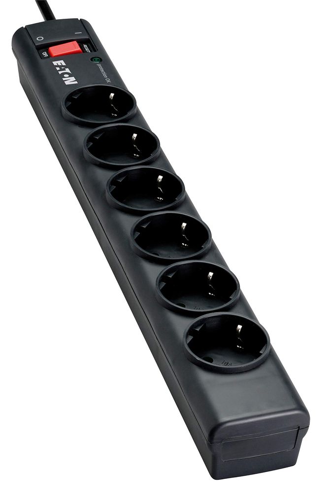 Multiprise/Parafoudre Eaton - Protection Strip 6 FR, 6 Prises FR, Noir (PS6F)