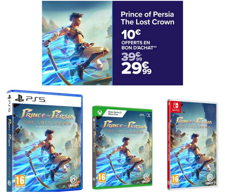 Précommande] Prince of Persia : The Lost Crown sur PS5, Xbox Series X/One,  Nintendo Switch (+10€ en BA sur les rayons Maison & Loisirs) –