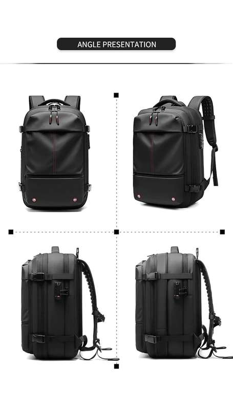 Bagage Cabine Voyage D'affaires Sac à Dos Vide KINGSLONG 60L Extensible - Avec Pompe Intégrée - Compartiment Ordinateur 17,3 - Voyage Affaires Voyage Affaires 60L