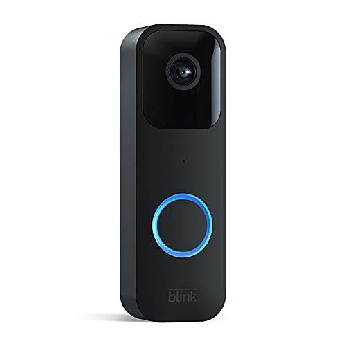 Caméra de surveillance Blink Video Doorbell - Audio bidirectionnel, vidéo HD, Notifis mouvements et sonnette dans l'app, Alexa intégré, Noir