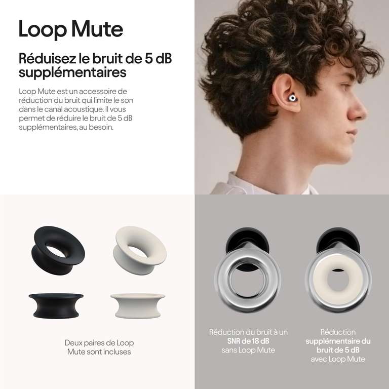 Protections auditives Loop Experience (Plus) - Réduction de 18 à 23dB pour festival, concerts, soirées (Vendeur Tiers)