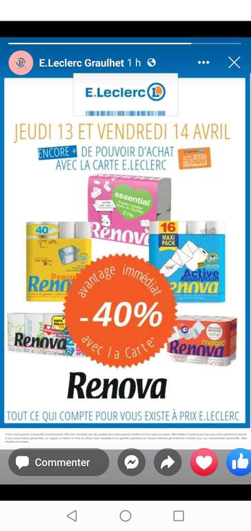 40% de réduction sur les produits Renova - Leclerc