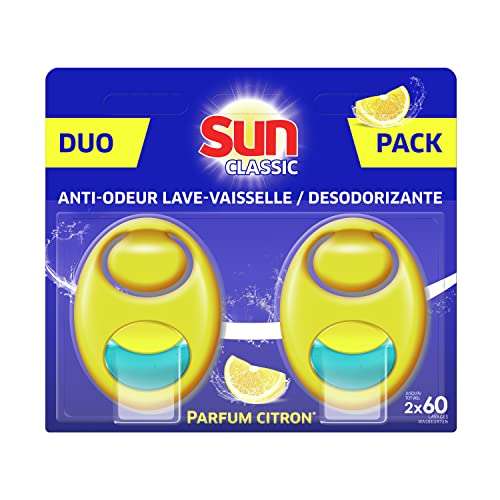 Lot de 2 Packs de 60 Dose de Désodorisant Sun Lave-Vaisselle Citron Duo - 120 Doses