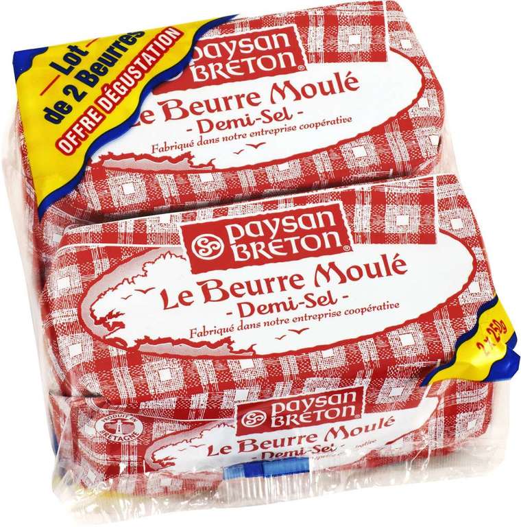 Lot de 2 plaquettes de beurre moulé Paysan Breton - différentes variétés, 2x250 g