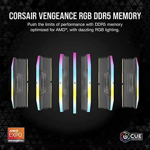Corsair - Barrette Mémoire Vengeance DDR5 5600 MHz 32Go (2 x 16Go) - Gris