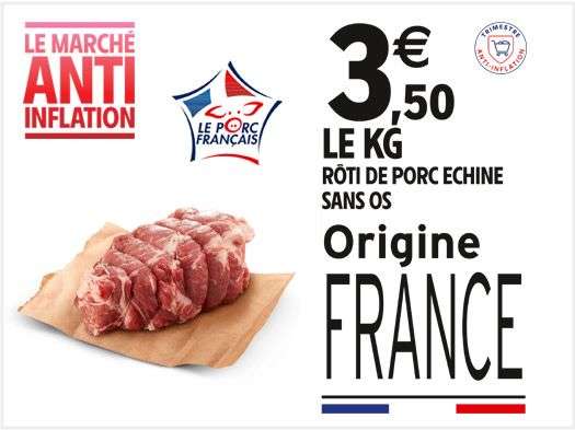 Rôti de porc échine sans os - Origine France (le kg)
