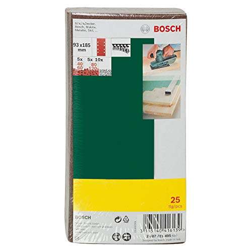 Jeu de disques abrasifs Bosch - 25 pièces (différents matériaux, grain 40/60/80/120)