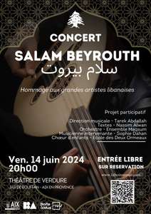 Spectacle Salam Beyrouth, porté par la Boîte à MUS' le 14 juin - Aix en Provence (13)