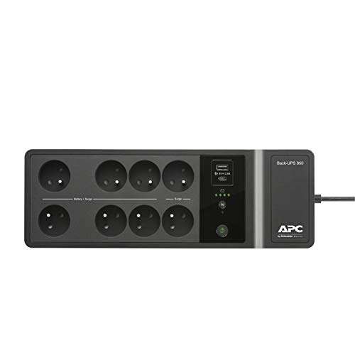 Onduleur APC Back-UPS Essential BE850G2-FR - 850VA (8 prises, parasurtenseur, 2 port de charge USB rapides Type-A et Type-C)