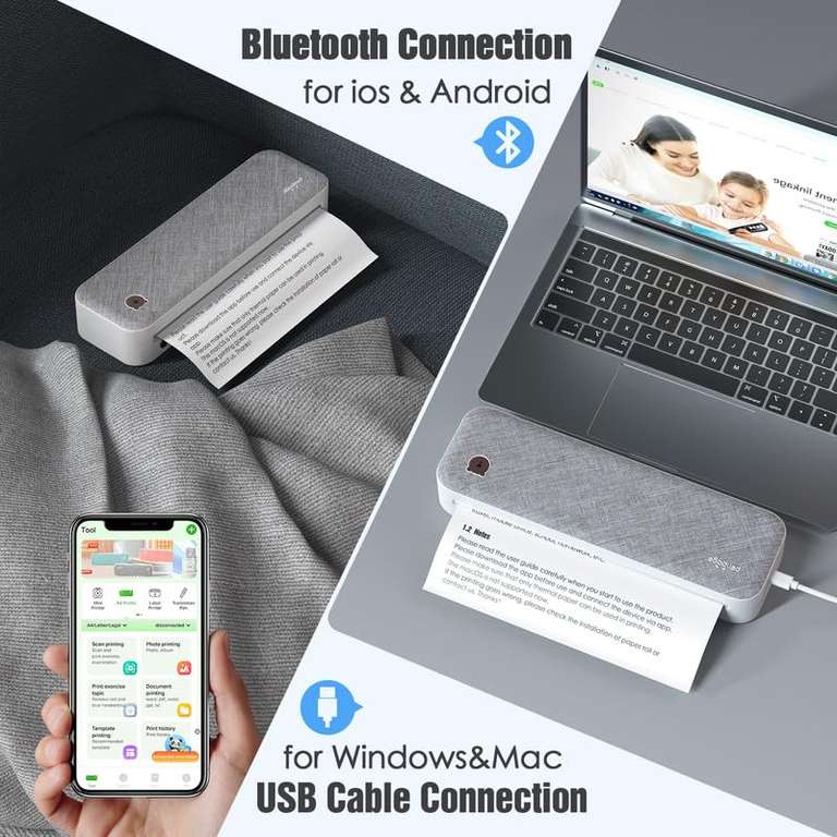 Imprimante Portable A4 Bluetooth Thermique Android Ios Ordinateur Mini