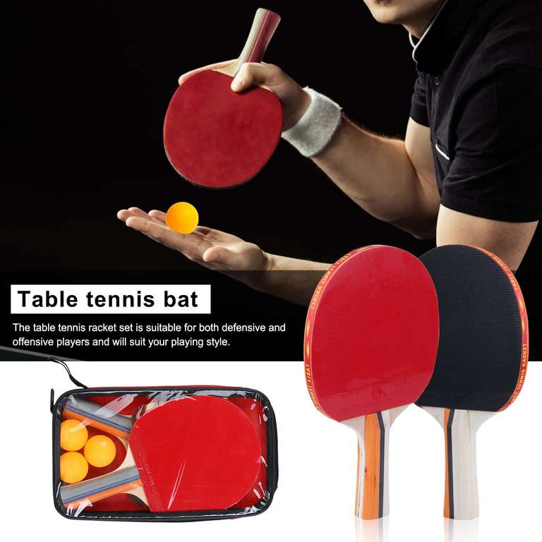 Lot de 2 Raquettes de Tennis de Table avec 3 Balles (Vendeur Tiers)