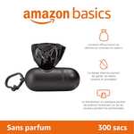 [Prévoyez et Économisez] Lot de 300 sacs à déjections canines et distributeur Amazon Basics - clip pour laisse, 15 x 20 sacs