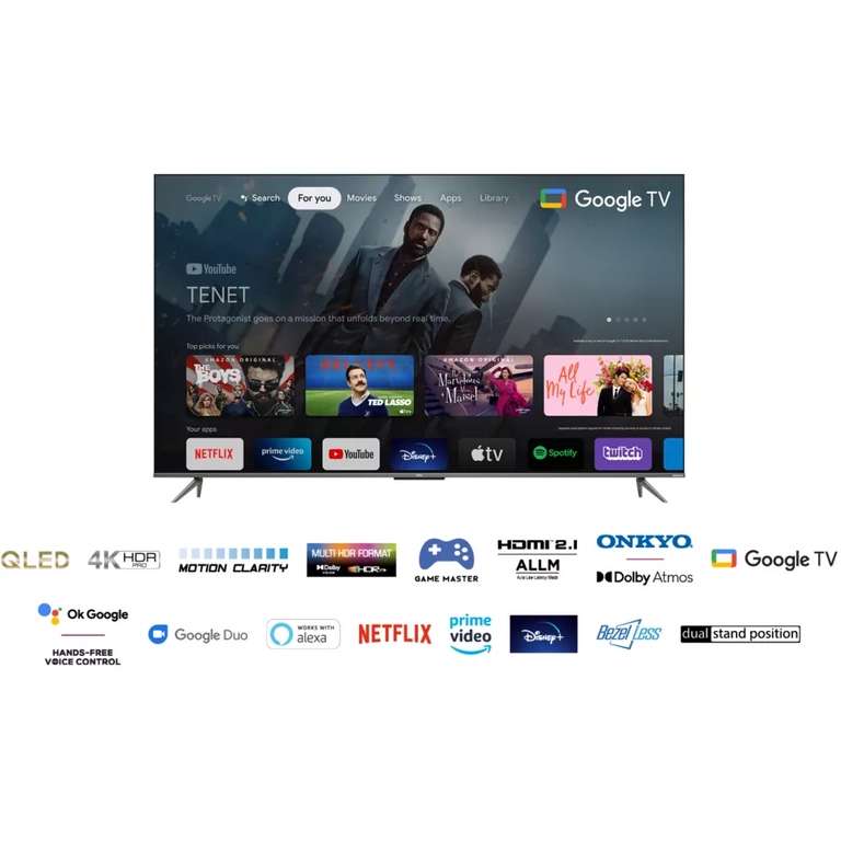 TV 55" TCL 55C635 2022 - QLED, UHD 4K, HDMI 2.1, Dolby Atmos, Google TV (Vendeur Boulanger - Via ODR de 100€)