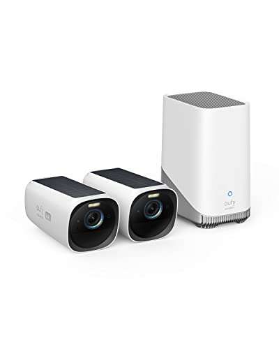 Système surveillance extérieur sans fil Eufy security eufyCam 3 - Base + 2 Caméras de surveillance (via coupon - vendeur tiers)
