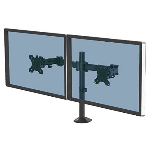 Support double écrans 27" Fellowes - hauteur et profondeur ajustables, norme VESA, Noir