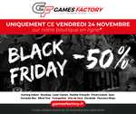 50% de Réduction via la boutique en ligne sur les tickets valable dès le lendemain (sans date limite) chez Games Factory (gamesfactory.fr)