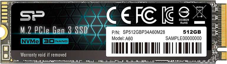 SSD interne M.2 NVMe Silicon Power SP A60 - 512 Go à 26.99€ & 1 To à 38.99€ (Vendeur tiers)