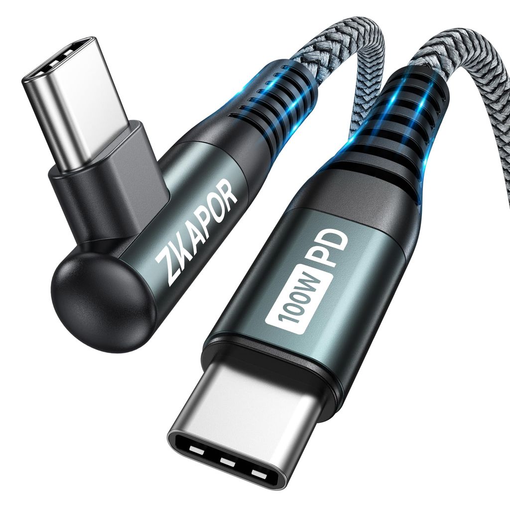 Câble USB C vers USB C Zkapor - 2m, 100W, Cable USB Type C Coudé, Charge Rapide (Vendeur Tiers)