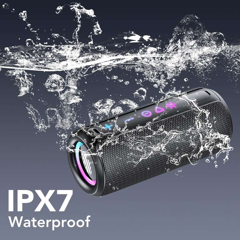 Enceinte Bluetooth Avec Lumières RGB - Puissance 30W, Batterie 30h - Double Haut-parleur, Basse Renforcée - Étanchéité IPX7 - Jumelage TWS - Pour Fêtes, Extérieur