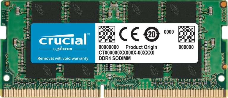 Barrette Ram DDR4 Sodimm Crucial 8 Go - 3200MHz CL22 (ou 2933MHz ou 2666MHz)