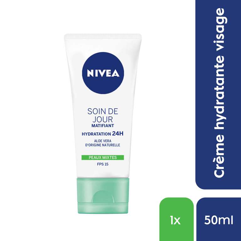 Soin de Jour Nivea Essentials 24H Hydratation Intense + Matifiant 50 ml soin femme & homme à l'Aloe Vera (Via Coupon et Abonnement)