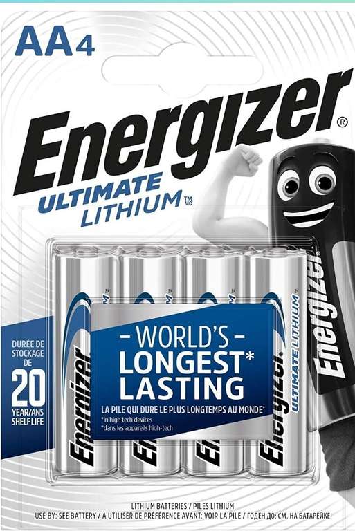 Lot de 4 piles AA Energizer Ultimate Lithium