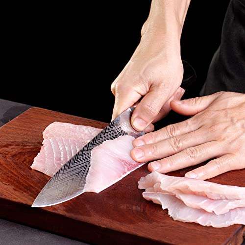 Couteaux japonais en acier Carbone Renforcé VG-10 Jikko - Modèle Bois Noble, Couteaux de cuisine professionnel (Vendeur Tiers)