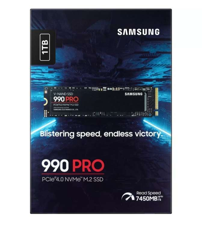 SSD interne M.2 NVMe Gen4 Samsung 990 Pro - 1 To (+ Jusqu'à 22.50€ en RP - Boulanger)