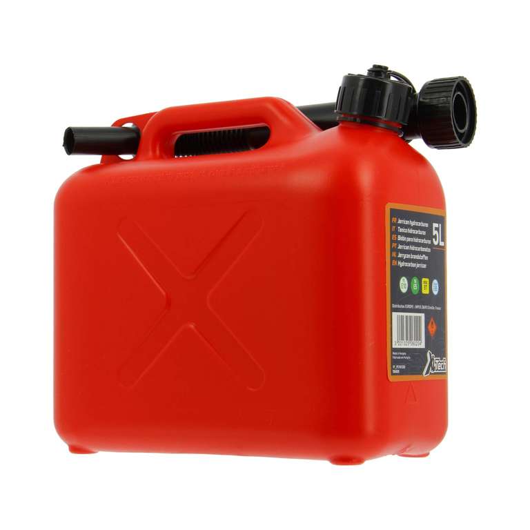Jerrican Homologué Carburant XL Tech, Avec Bec Verseur, 5 L, Rouge
