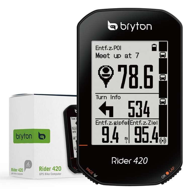 Compteurs de vélo Bryton 420E Rider, Noir, 83,9 x 49,9 x 16,9
