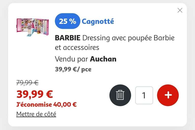 Barbie dressing poupée et accessoires (via 20€ sur la cagnotte) –