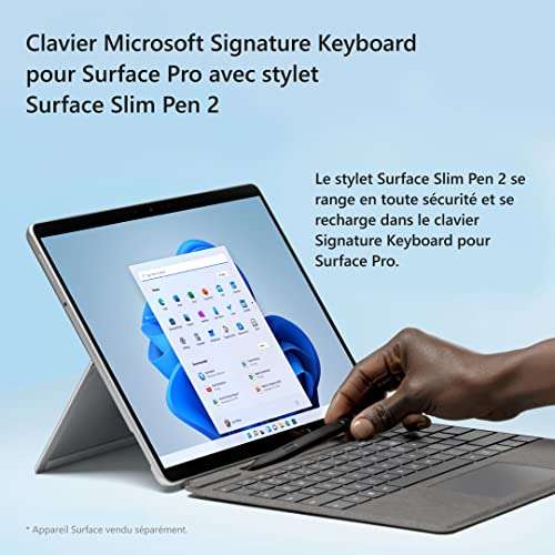 Clavier Signature Microsoft Surface + Stylet Slim Pen 2 - noir, compatible Surface Pro 8, Pro 9 et Pro X, AZERTY