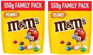 Lot de 2 paquets de M&M's peanuts family pack, 2x550g soit 1,1kgs (Via BA 4€)