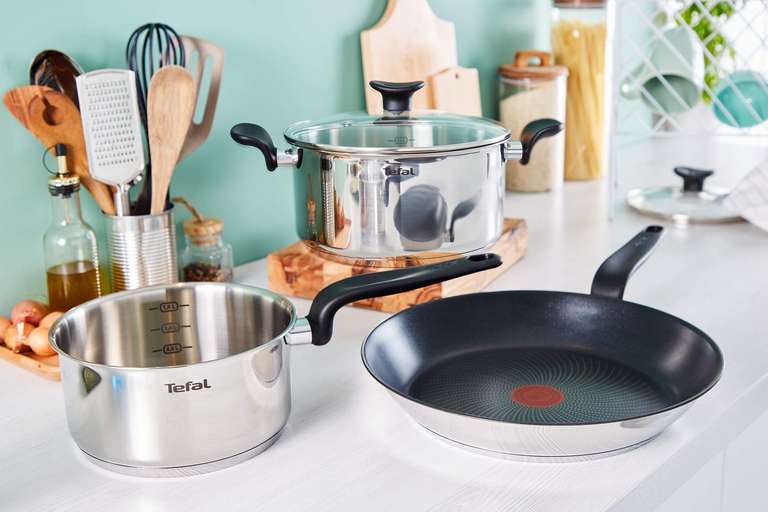 Faitout Tefal Duetto 24 Cm - Induction, Acier Inox 18/10, Couvercle Passoire, Garantie 10 Ans
