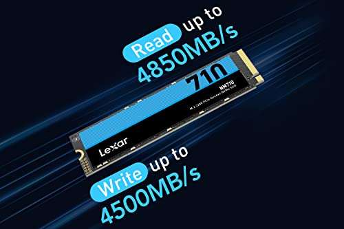 SSD interne M.2 NVMe Lexar NM710 (LNM710X002T-RNNNG) - 2 To, PCie 4.0 (Jusqu'à 4850-4500 Mo/s)