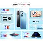 Smartphone 6,67" Xiaomi Redmi Note 12 Pro 4G - Full HD+ AMOLED, 120Hz, Snapdragon 732G, 6Go / 128Go, 67W, 108MP (Entrepôt France)