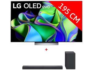 TV OLED 77" LG OLED77C3 - 4K, 120 Hz, HDR, HDMI 2.1, Dolby Atmos, FreeSync Premium/G-Sync, VRR/ALLM + Barre de son LG SC9S (Via ODR 800€)