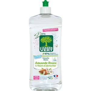 Liquide vaisselle Mains L'Arbre Vert Amande Douce/Fleurs d'Abricotier, Hypoallergénique, 750ml (via Prévoyez et Économisez)