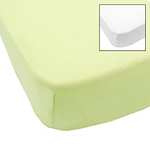 Lot de 2 draps housse en coton Babycalin - blanc/vert, 70x140 cm