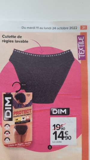 Culotte Menstruelle Dim Protection Bio - Différentes Tailles Disponibles