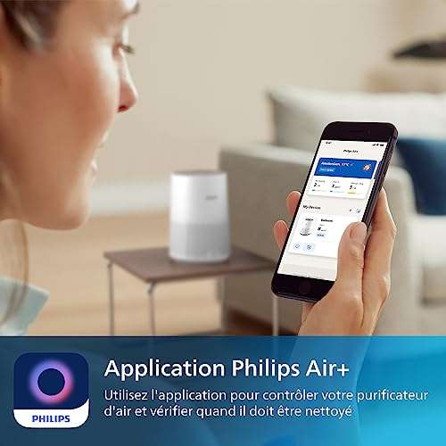 Purificateur d'air Philips 600. Ultra silencieux et économe en énergie.  filtre HEPA élimine 99,97 % des polluants Jusqu'à 44m2 (AC0650/10) –