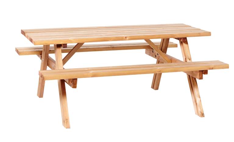 Table Forestière rectangulaire en pin du nord avec 2 bancs rabattables - 177x154x74cm - Marmande (47)