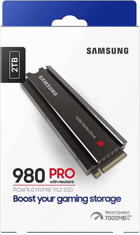 SSD Interne NVMe M.2 PCIe 4.0 Samsung 980 Pro - 2 To, Dissipateur de chaleur inclus, Compatible PS5 (+13,60€ en RP - Boulanger)